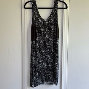 Silence + Noise Black and White Mini Dress with Sheer Mesh Back